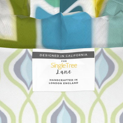 Lime Aqua Mod Mosaic Womens Hooded Rain Jacket