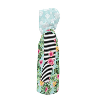 Tropical Hibiscus Stripe Womens Hooded Rain Jacket