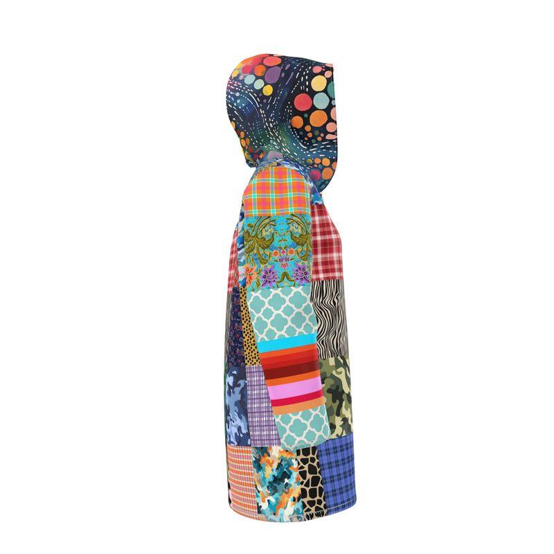 Mad Plaid Parade Patchwork Womens Hooded Rain Jacket