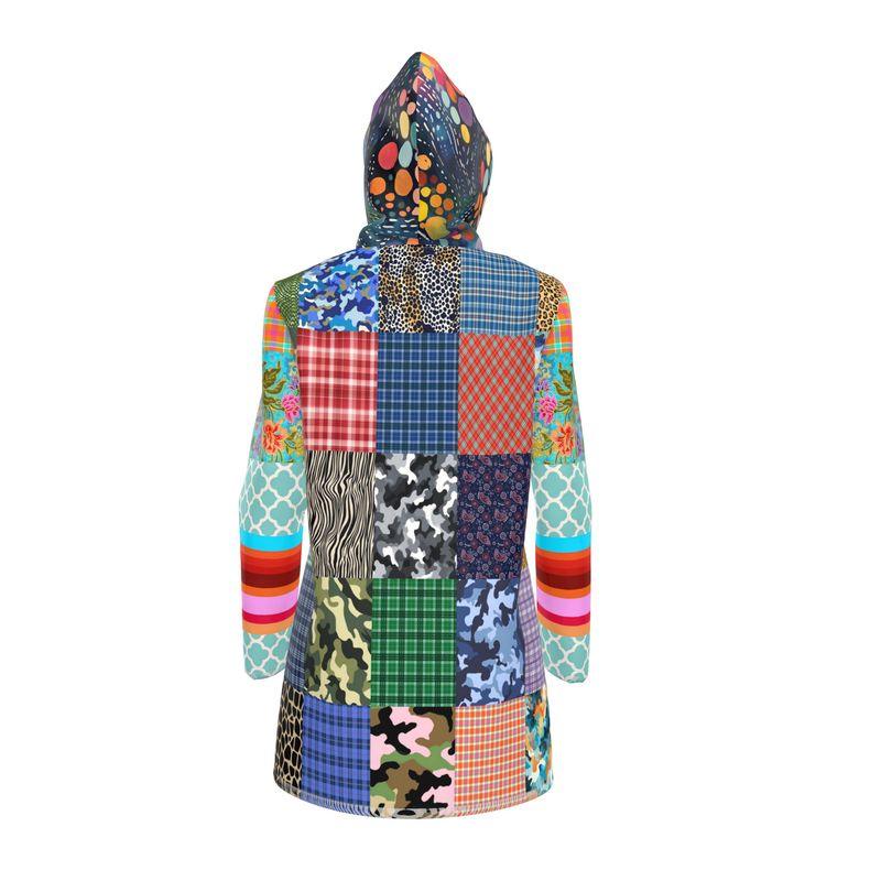 Mad Plaid Parade Patchwork Womens Hooded Rain Jacket