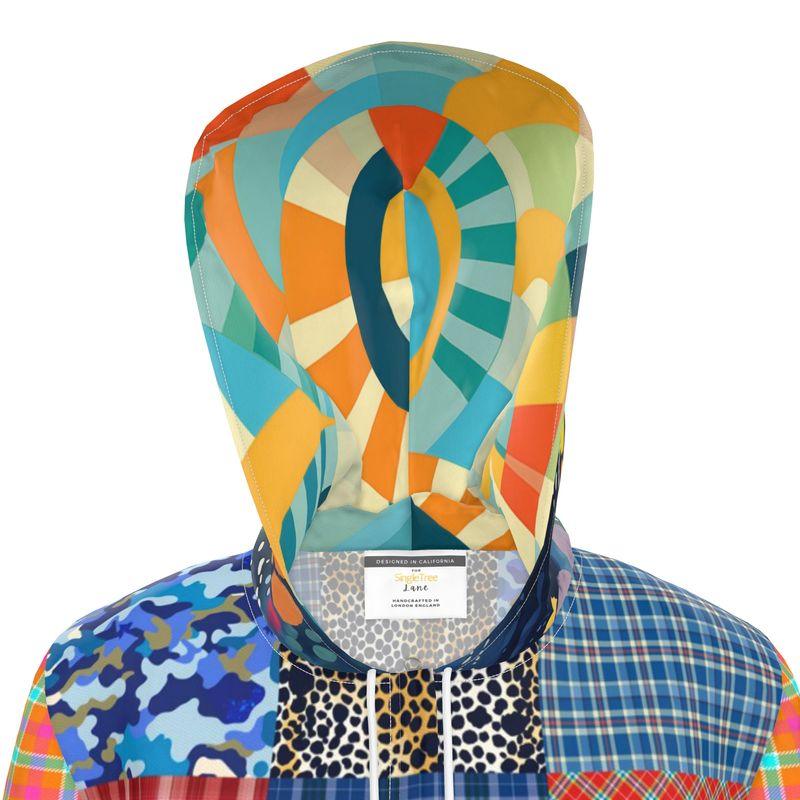 Mad Plaid Parade Patchwork Womens Hooded Rain Jacket