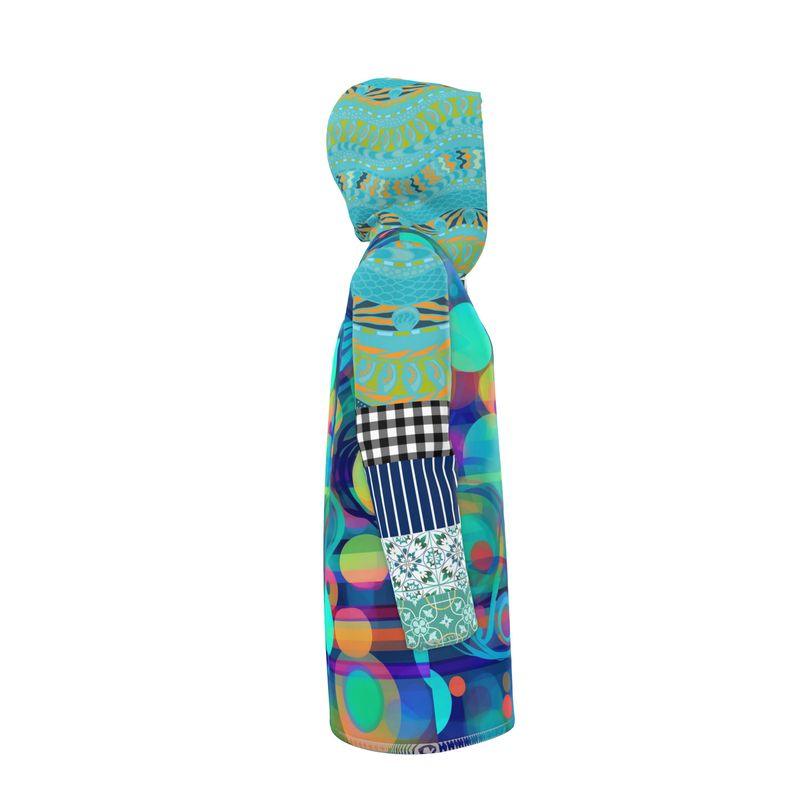 Aqua Mosaic Bubble Garden Womens Hooded Rain Jacket