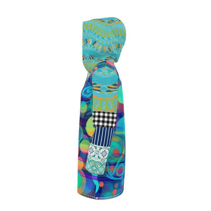 Aqua Mosaic Bubble Garden Womens Hooded Rain Jacket