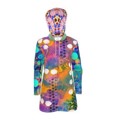 Tropical Sunset Bubble Womens Hooded Rain Jacket