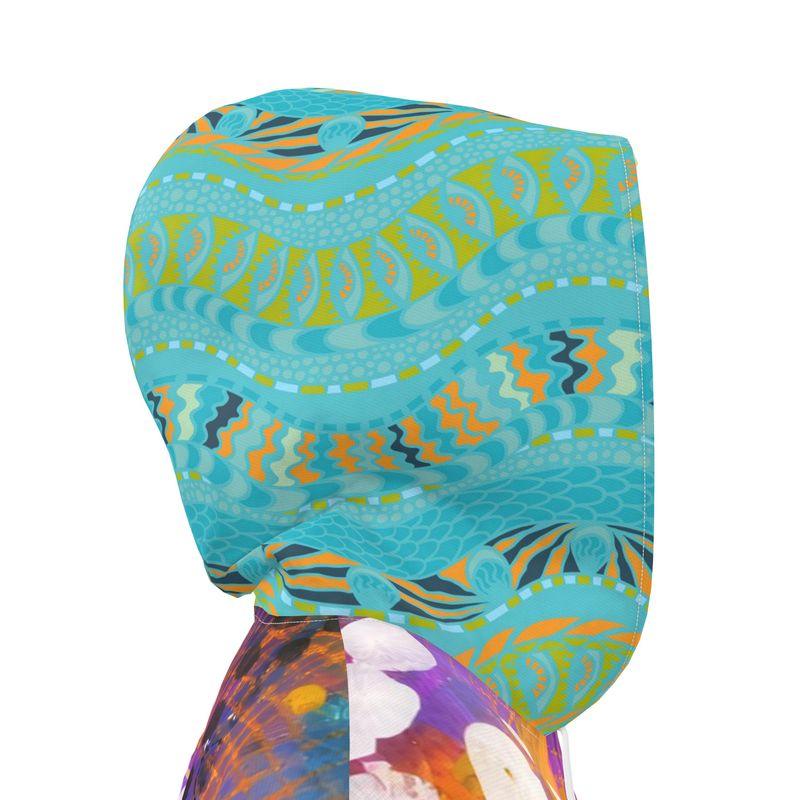 Tropical Sunset Bubble Womens Hooded Rain Jacket