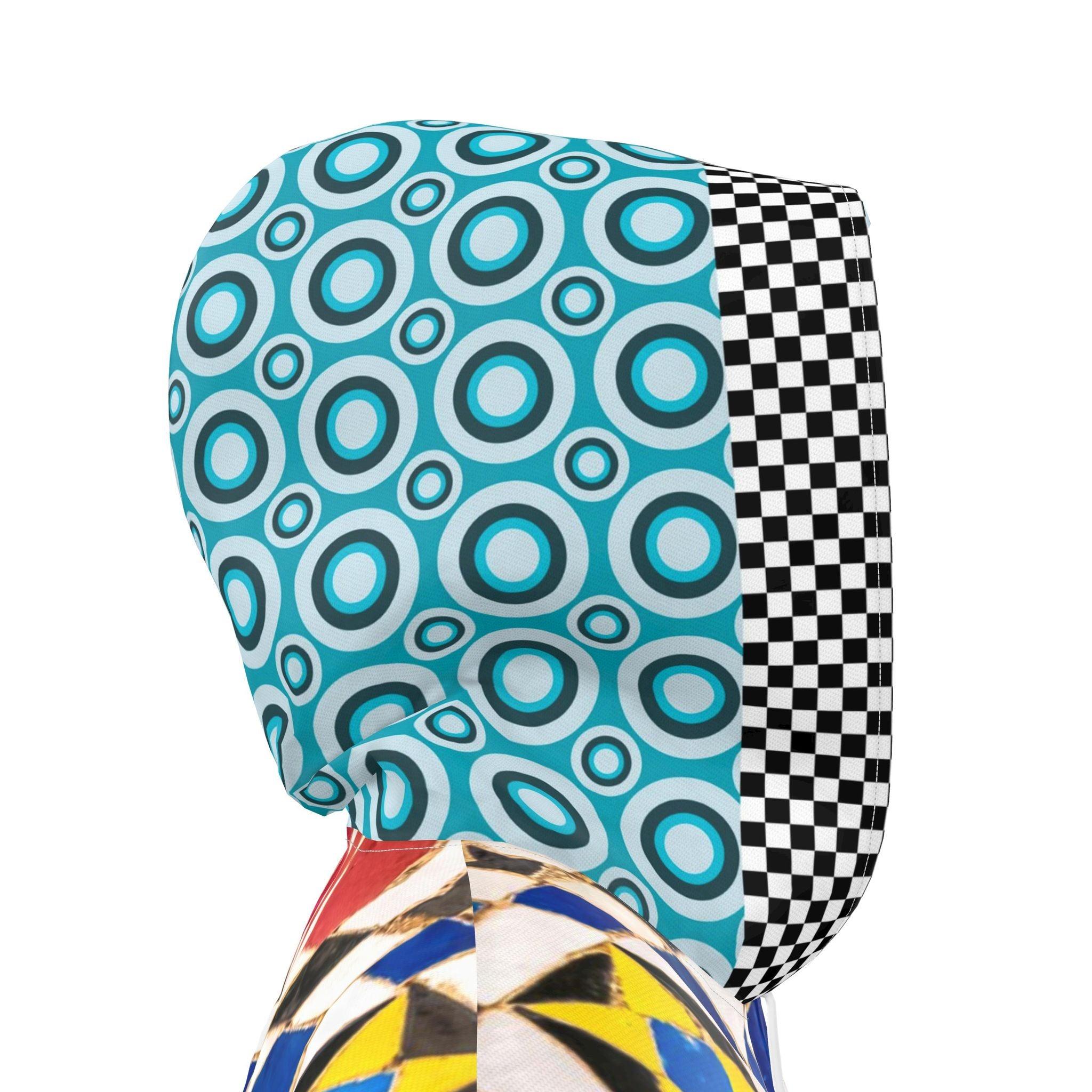 Electric Harlequin Patchwork Womens Hooded Rain Jacket