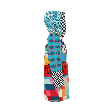 Electric Harlequin Patchwork Womens Hooded Rain Jacket