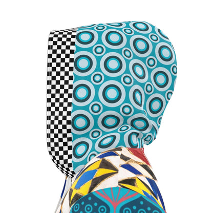 Electric Harlequin Patchwork Womens Hooded Rain Jacket