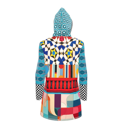 Electric Harlequin Patchwork Womens Hooded Rain Jacket