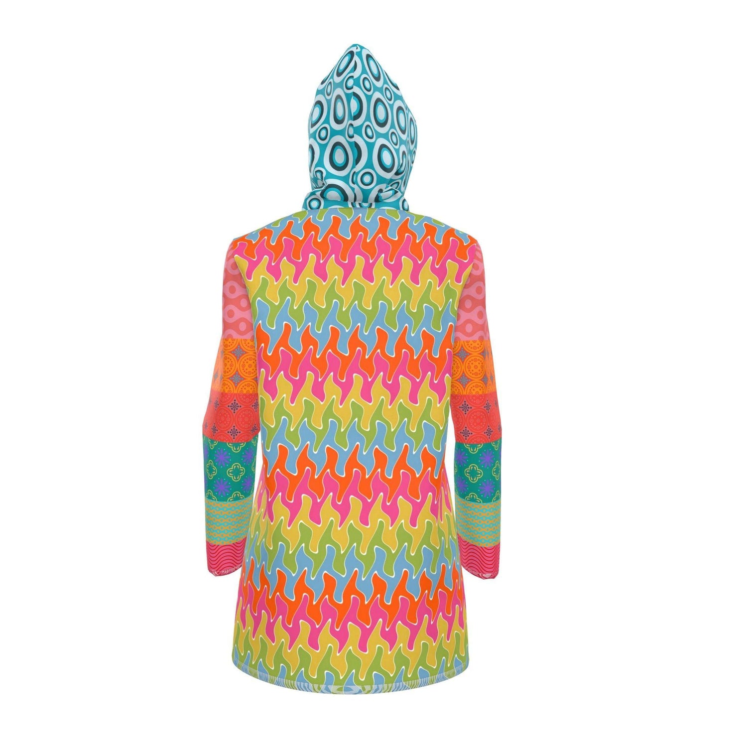Orange Crush Chevron Flame Womens Hooded Rain Jacket