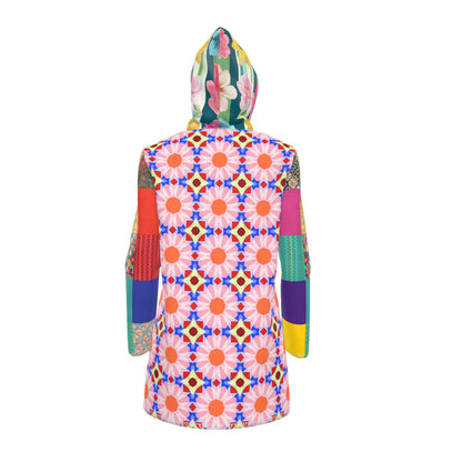 Flower Power Patchwork Garden Womens Hooded Rain Jacket