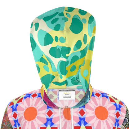 Flower Power Patchwork Garden Womens Hooded Rain Jacket