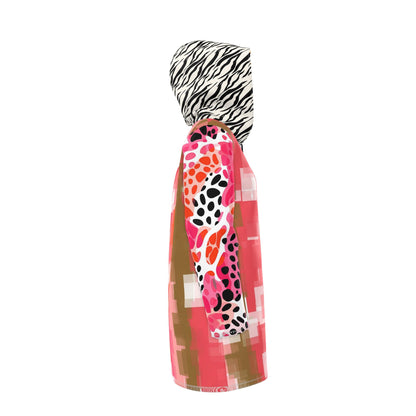 Pink Pixel Zebra Safari Womens Hooded Rain Jacket
