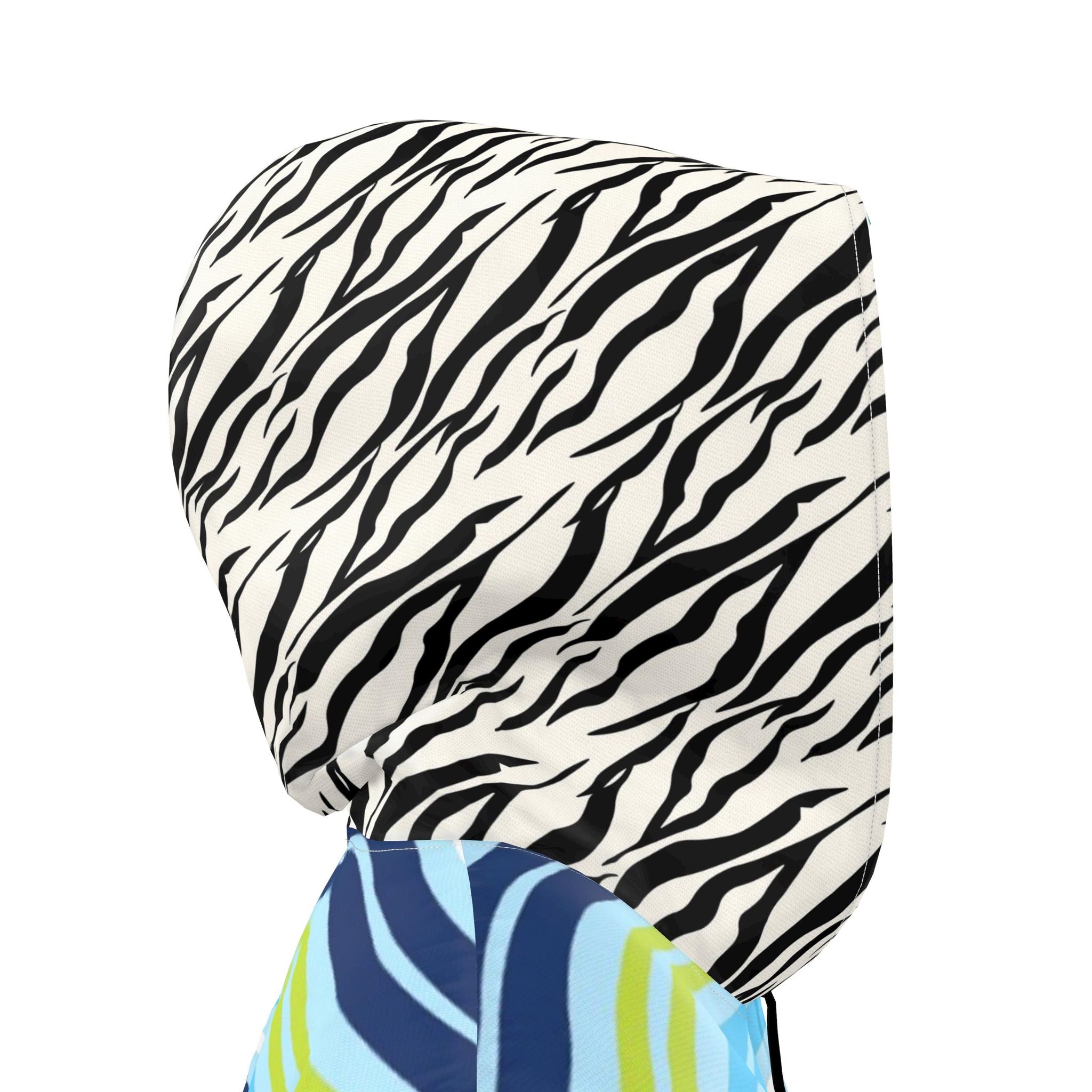 Aqua Riviera Mosaic Stripe Womens Hooded Rain Jacket