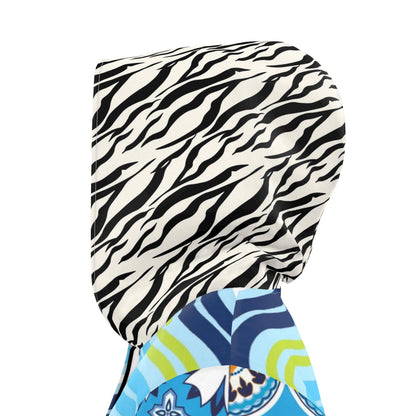 Aqua Riviera Mosaic Stripe Womens Hooded Rain Jacket