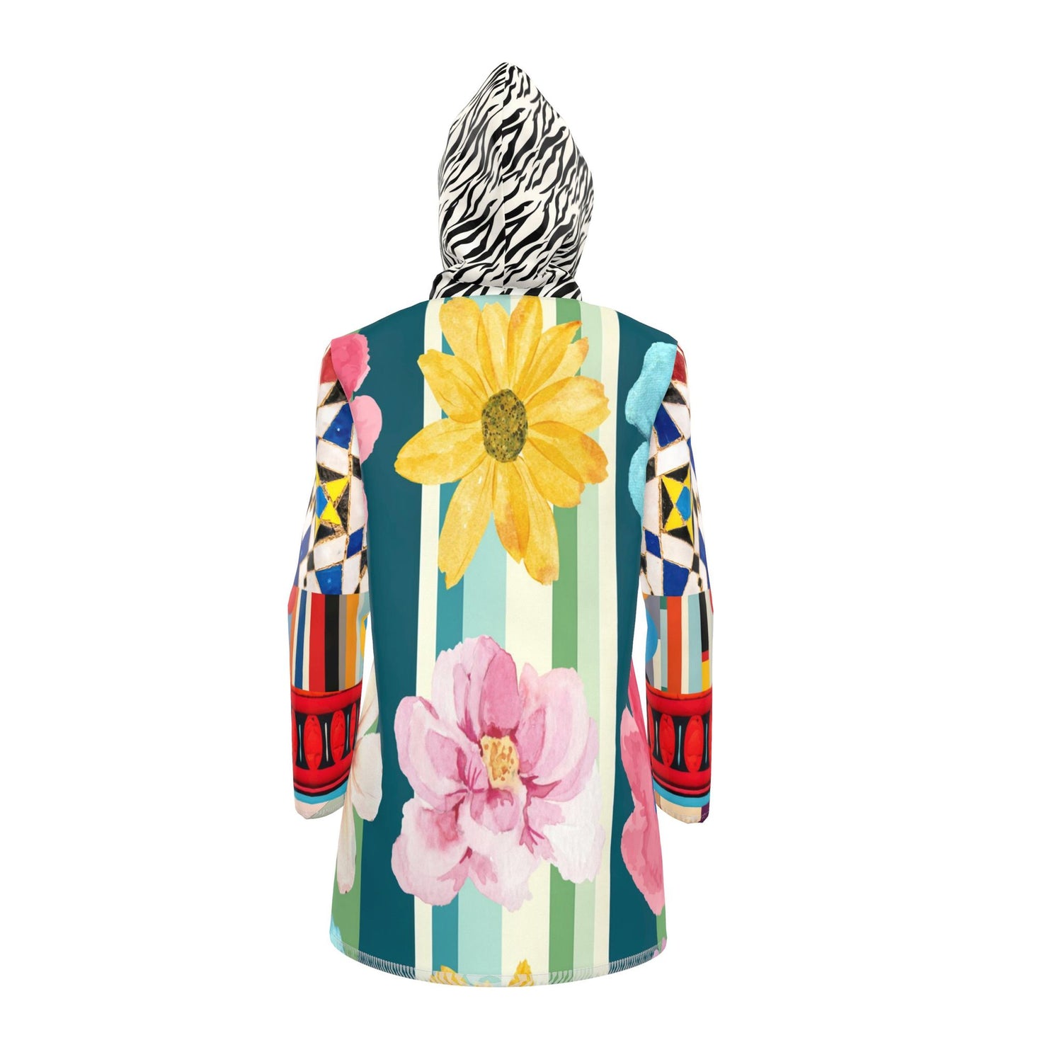 Wildflower Mosaic Remix Womens Hooded Rain Jacket