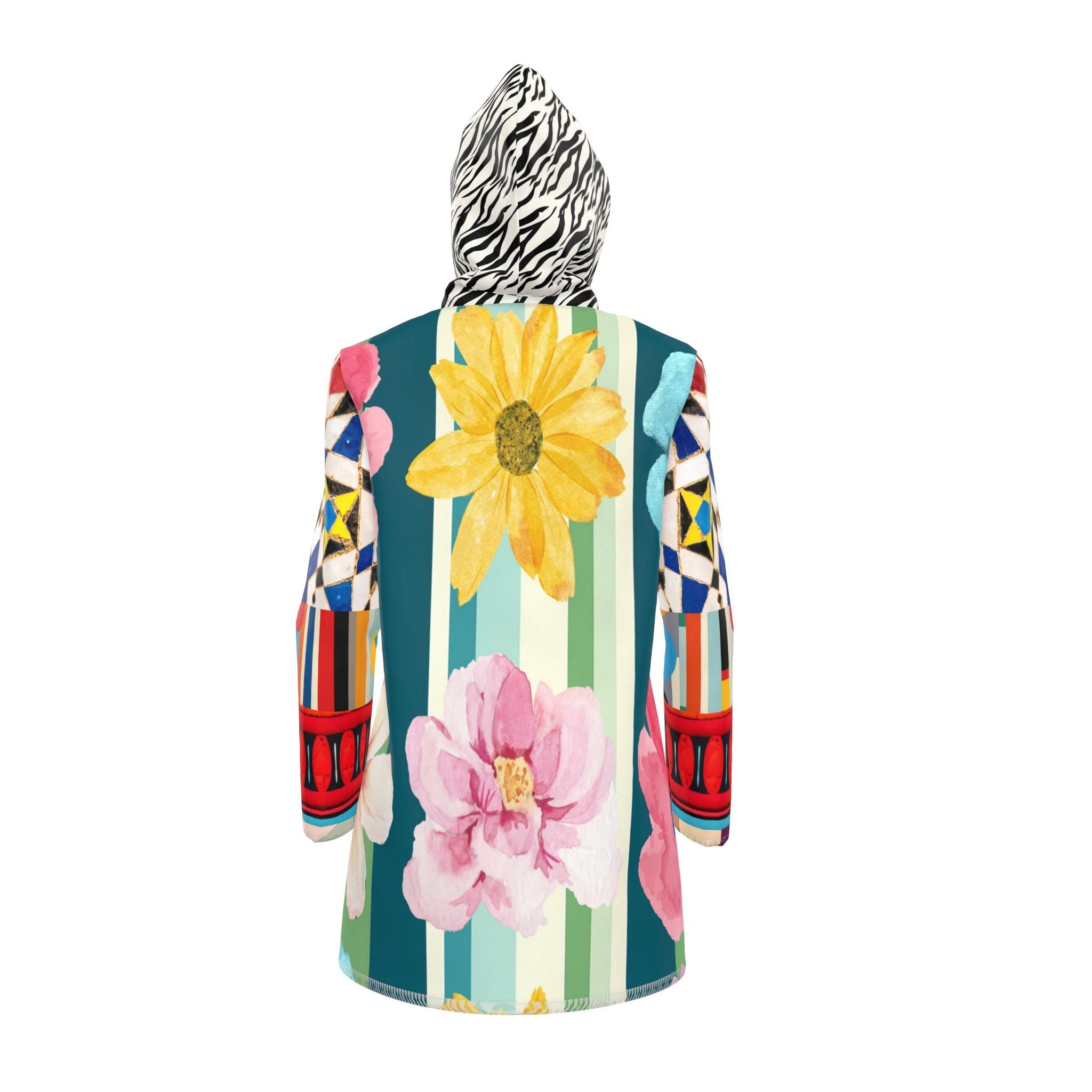 Wildflower Mosaic Remix Womens Hooded Rain Jacket