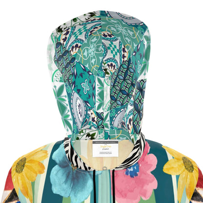 Wildflower Mosaic Remix Womens Hooded Rain Jacket