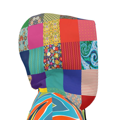 Aqua Zig Zag Mosaic Womens Hooded Rain Jacket
