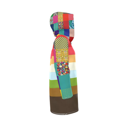 Retro Sunset Rugby Stripe Womens Hooded Rain Jacket