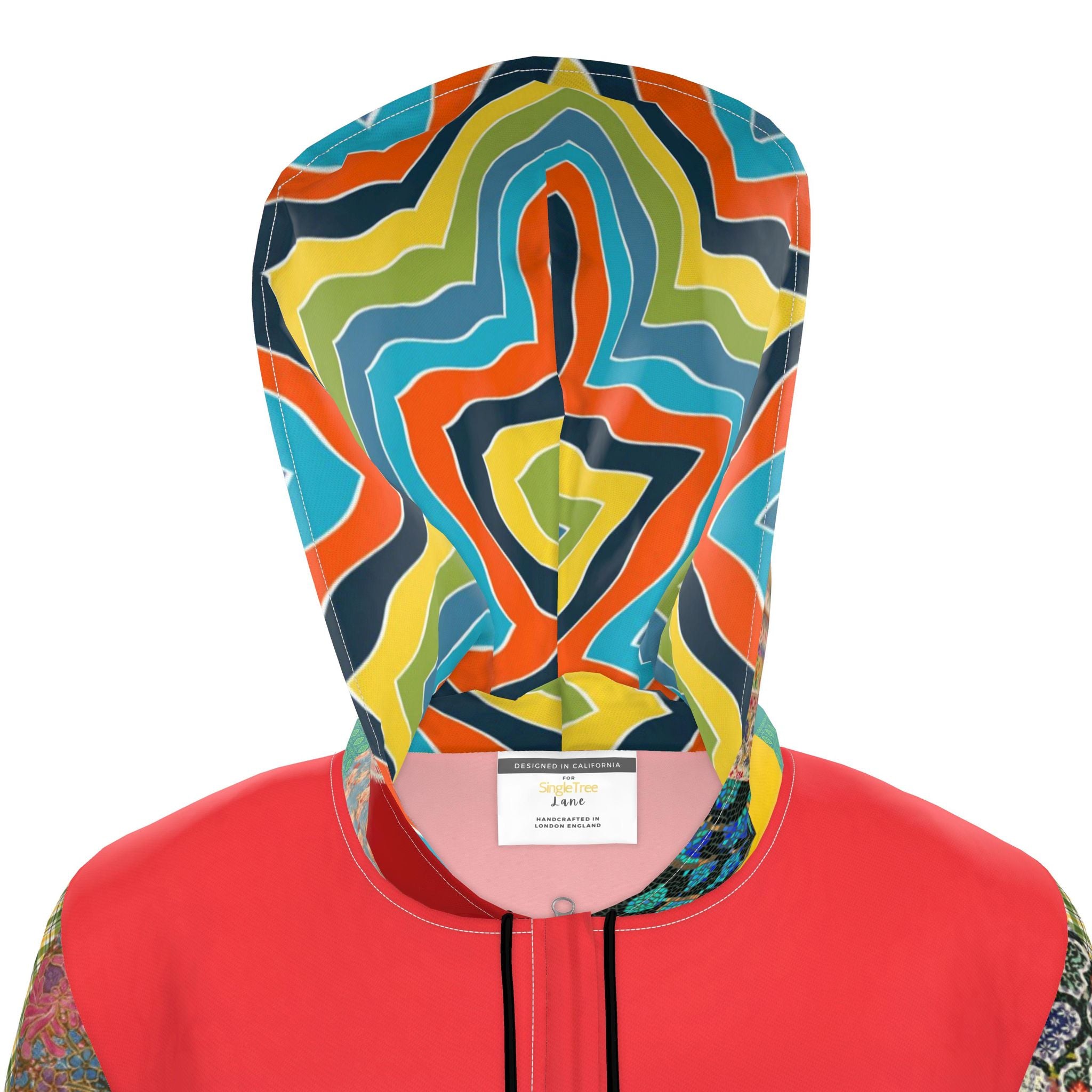 Retro Sunset Rugby Stripe Womens Hooded Rain Jacket