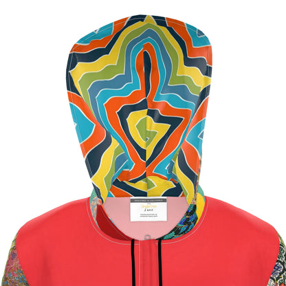 Retro Sunset Rugby Stripe Womens Hooded Rain Jacket