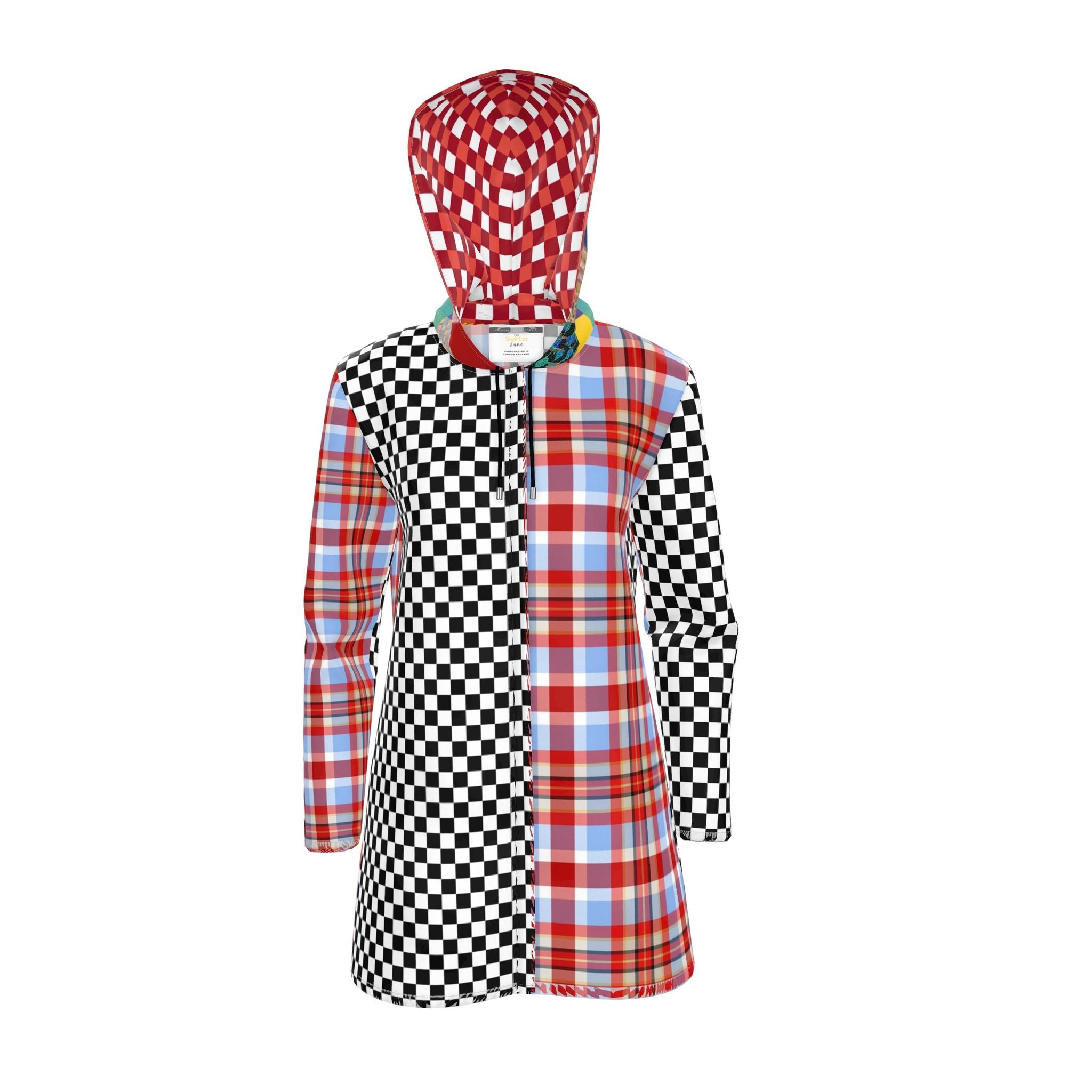 Check Me Out Plaid Womens Hooded Rain Jacket