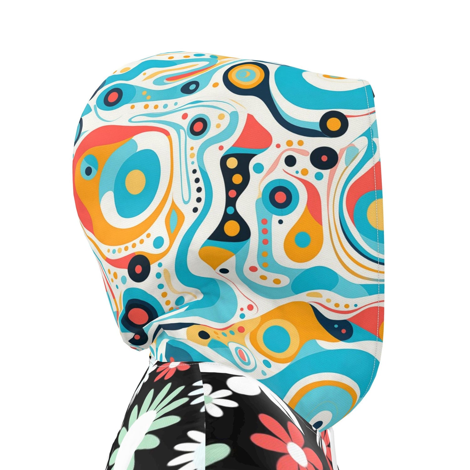 Daisy Check Pop Futuristic Floral Womens Hooded Rain Jacket