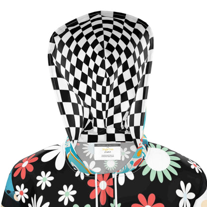 Daisy Check Pop Futuristic Floral Womens Hooded Rain Jacket
