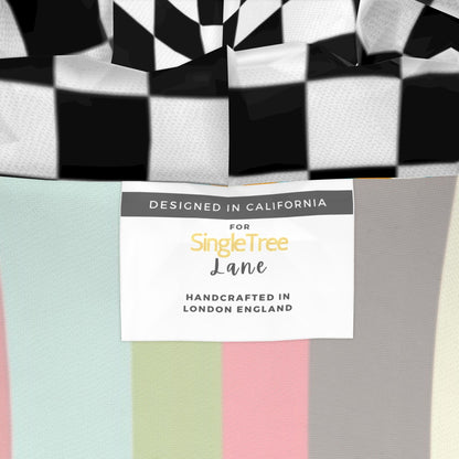 Mod Rugby Stripe Checkerboard Womens Hooded Rain Jacket