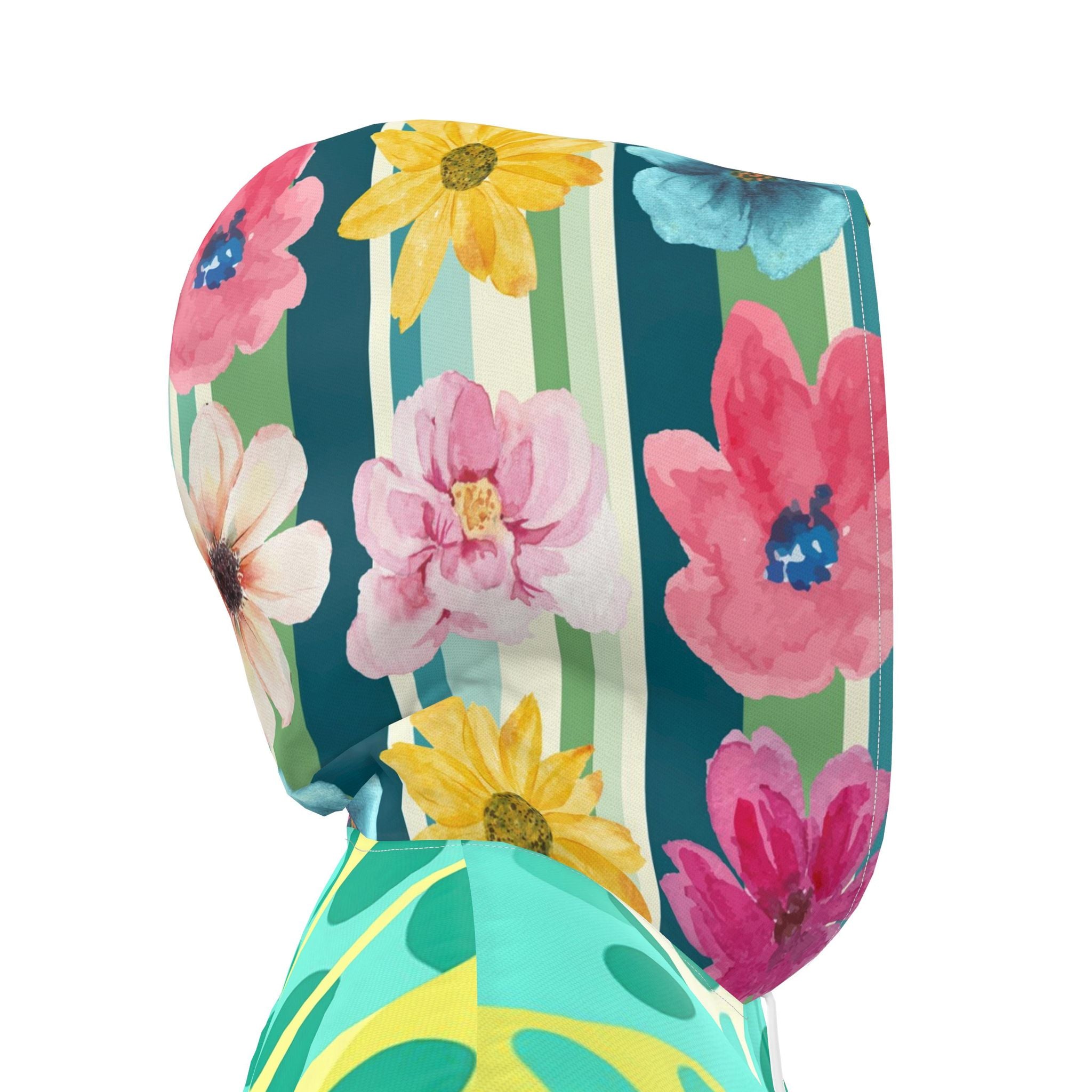 Lime Bubble Lagoon Mosaic Womens Hooded Rain Jacket