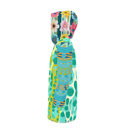 Lime Bubble Lagoon Mosaic Womens Hooded Rain Jacket