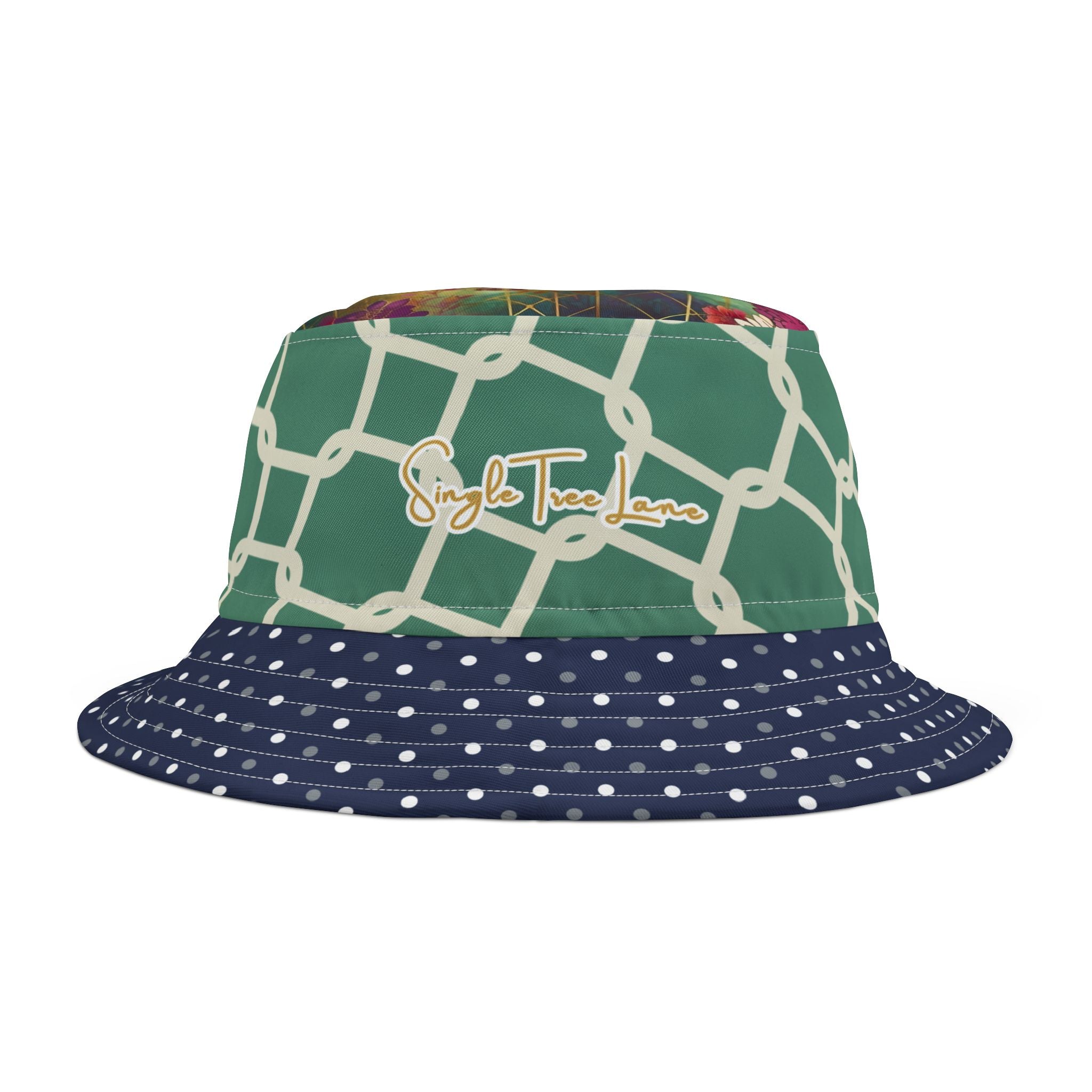 Chained and Confused Green Asian Floral Vibrant Bucket Hat