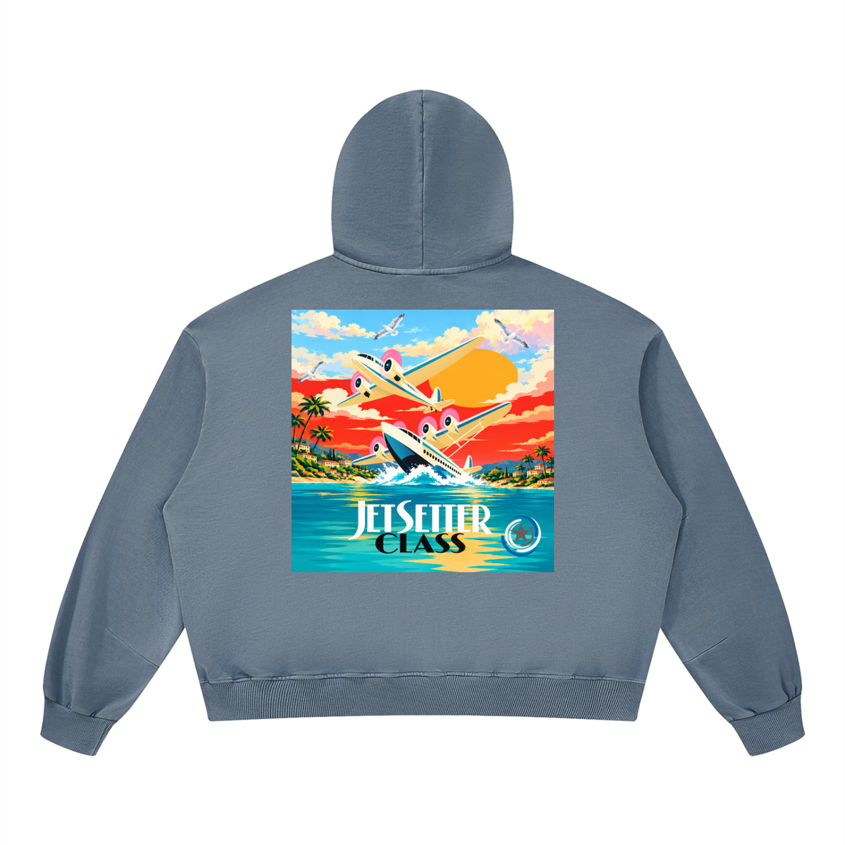 Jetsetter Class Luxury Travel Unisex Boxy Vintage Washed Hoodie