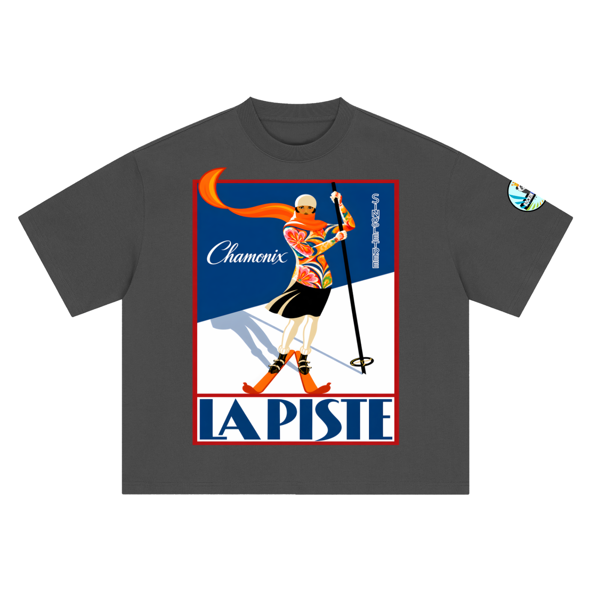 La Piste Faire du Ski Chamonix Boxy Oversized Unisex T-Shirt
