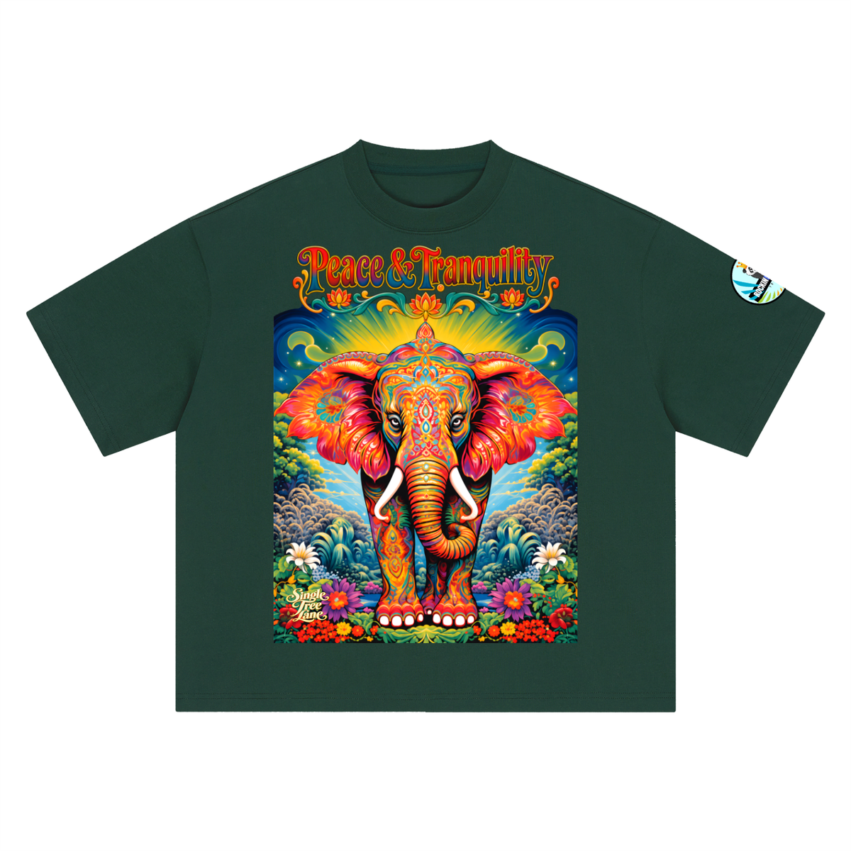Peace &amp; Tranquility Elephant Boxy Oversized Unisex T-Shirt