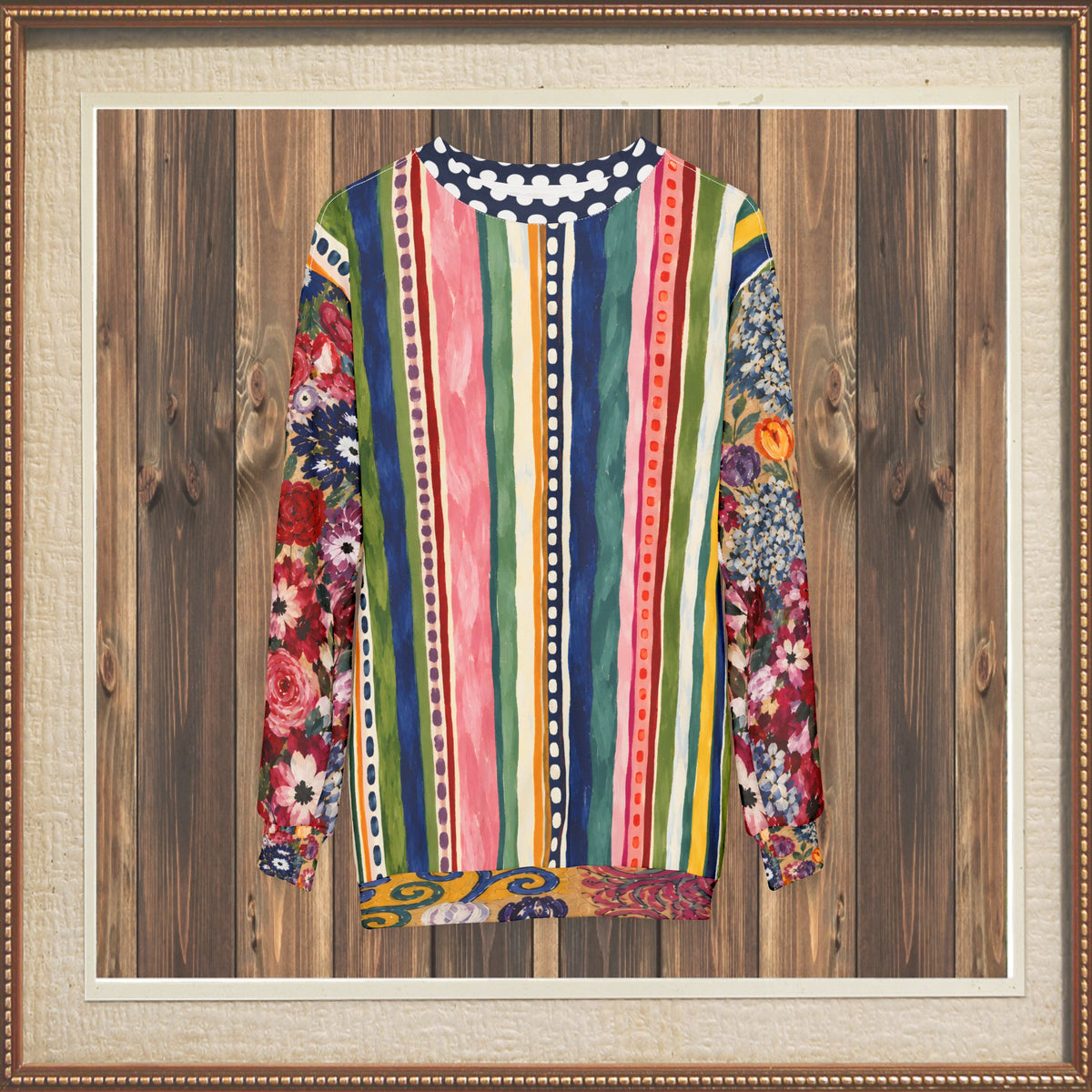 Bloom &amp; Brush Floral Stripe Unisex Sweatshirt (Gold Label)