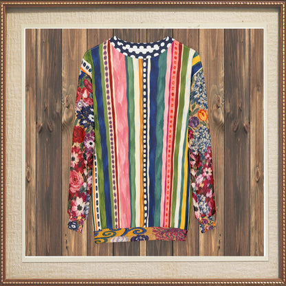 Bloom &amp; Brush Floral Stripe Unisex Sweatshirt (Gold Label)
