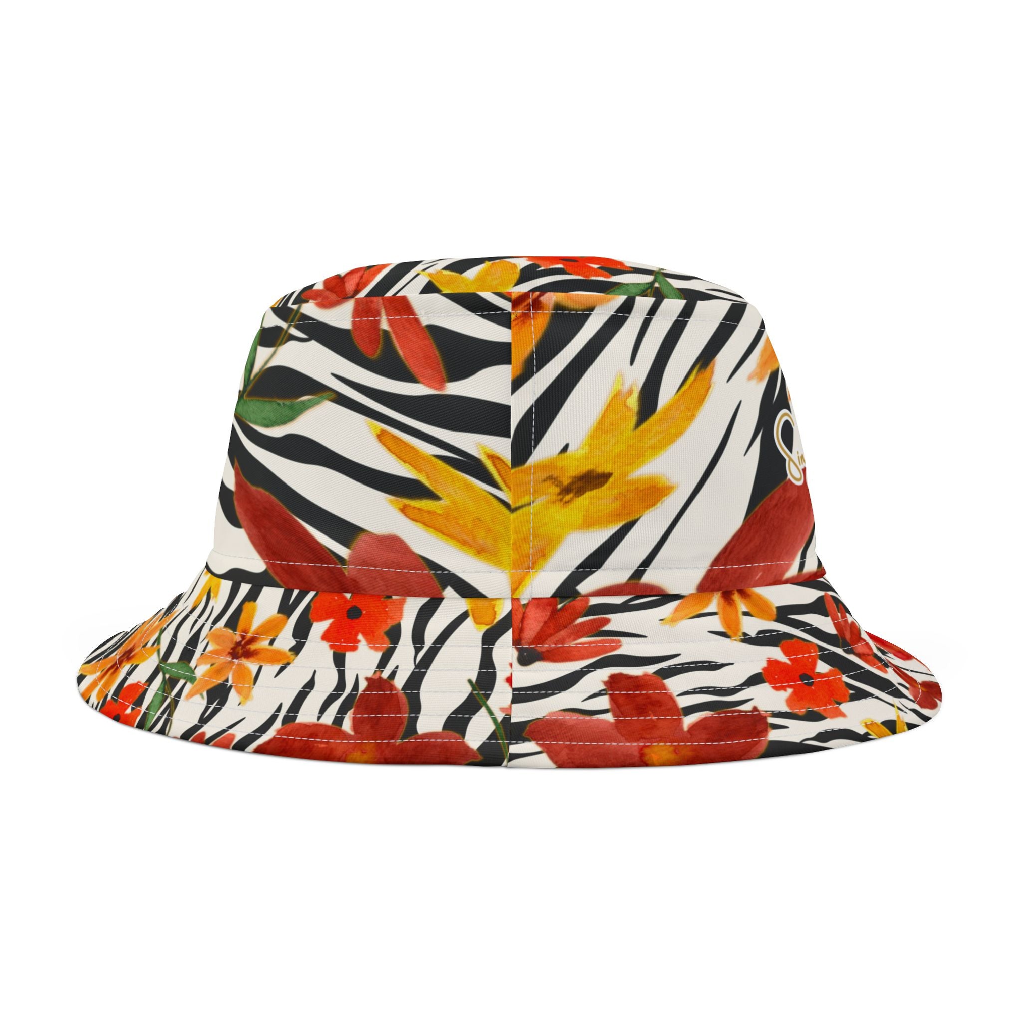 Meet Me in Tangiers Zebra Floral Stripe Vibrant Bucket Hat