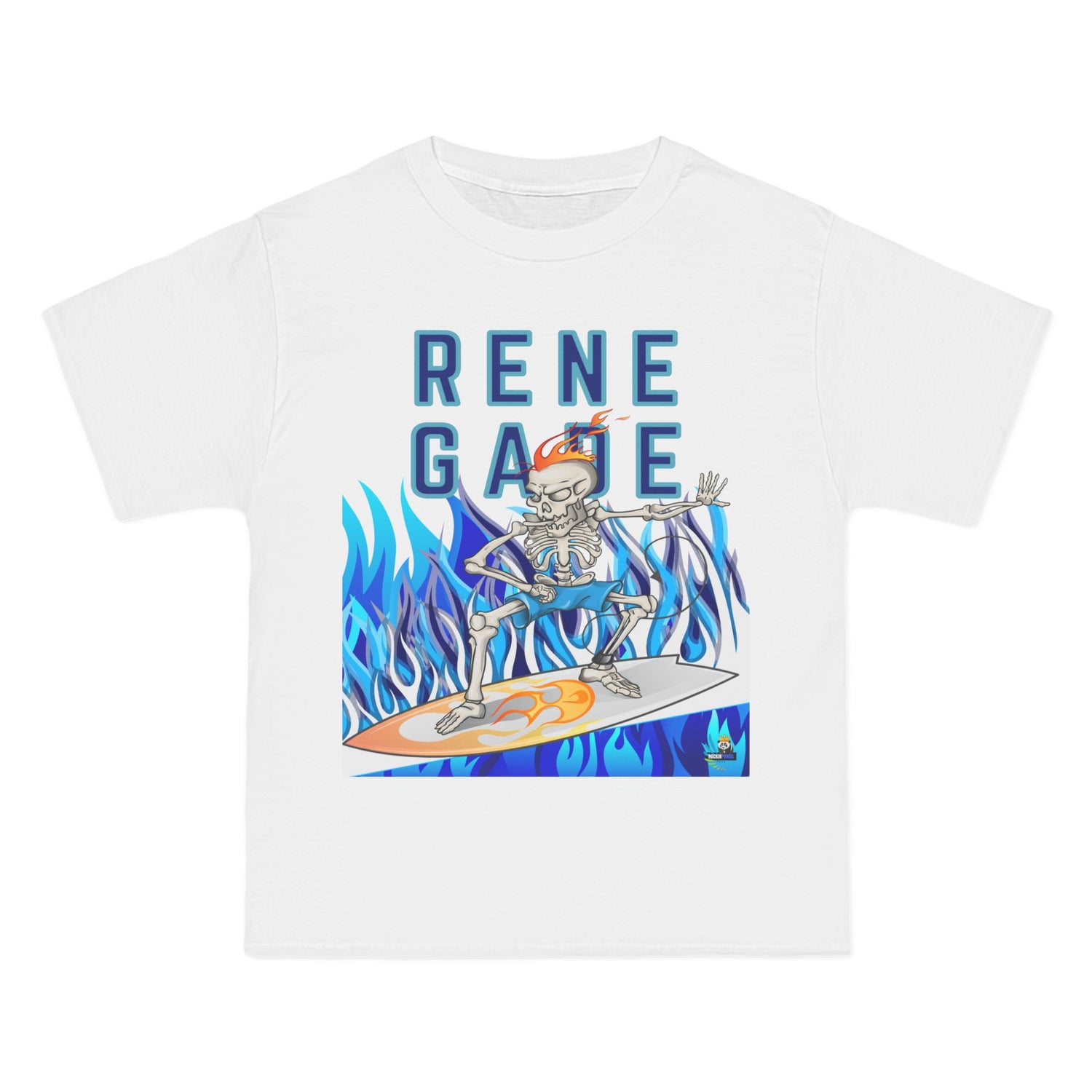 Renegade Skeleton Surfer Blue Flame Edition Heavyweight Tee