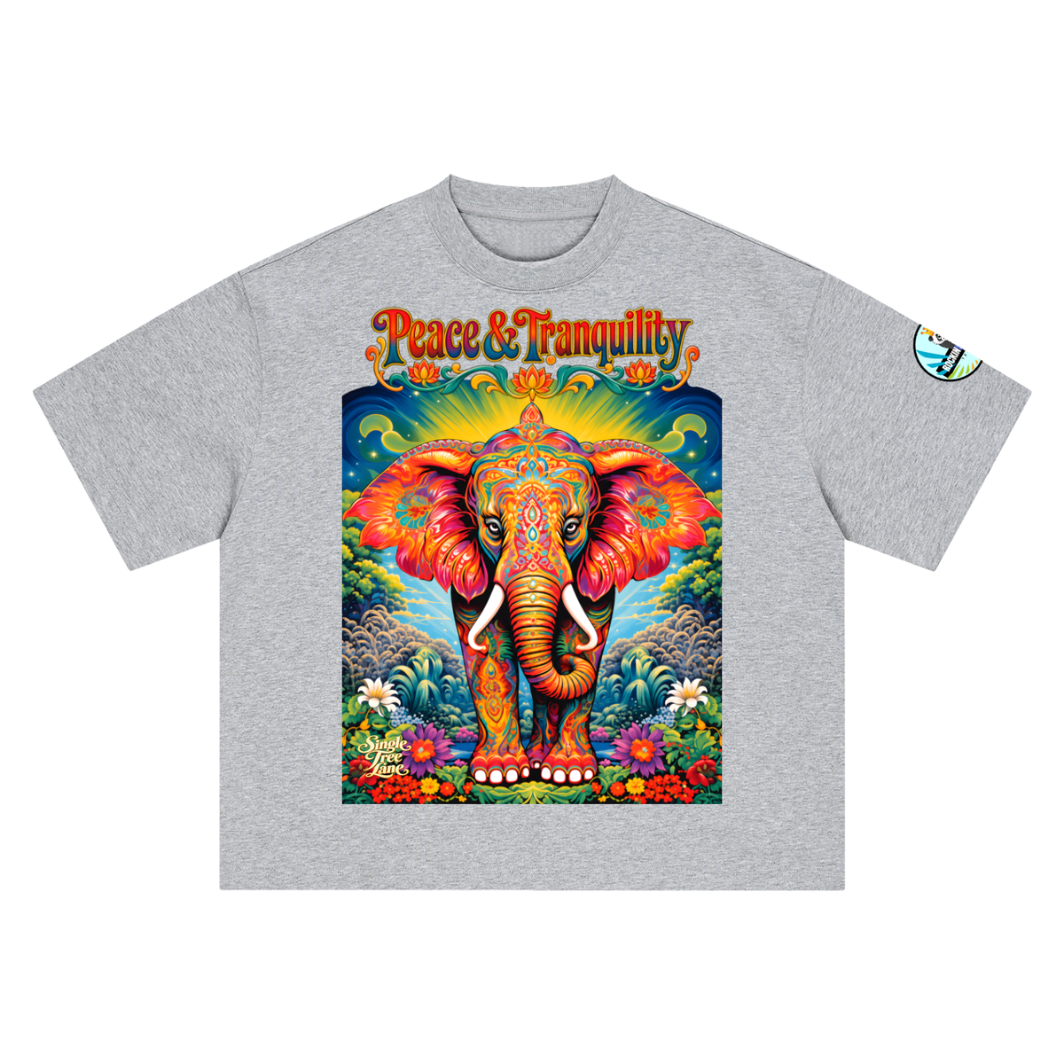 Peace &amp; Tranquility Elephant Boxy Oversized Unisex T-Shirt