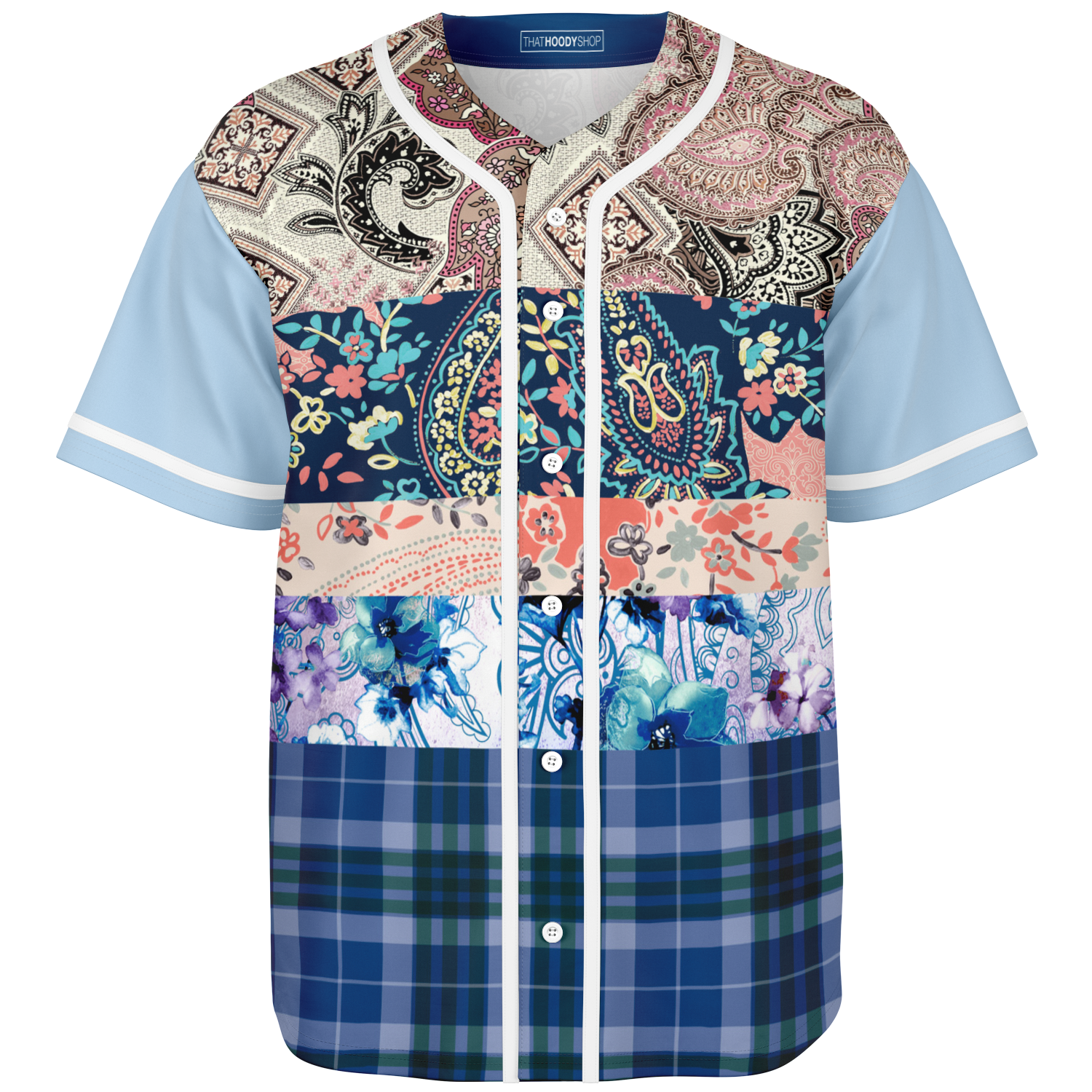 Dolores Park Paisley Print Short Sleeve Eco-Poly Baseball Jersey