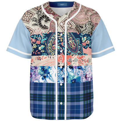 Dolores Park Paisley Print Short Sleeve Eco-Poly Baseball Jersey