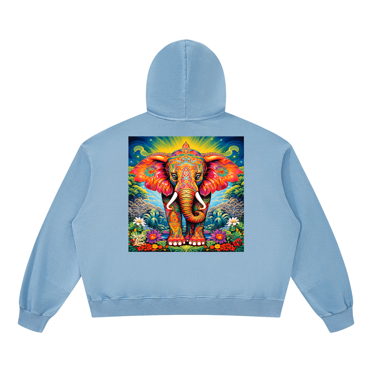 Peace &amp; Tranquility Elephant Unisex Boxy Vintage Washed Hoodie