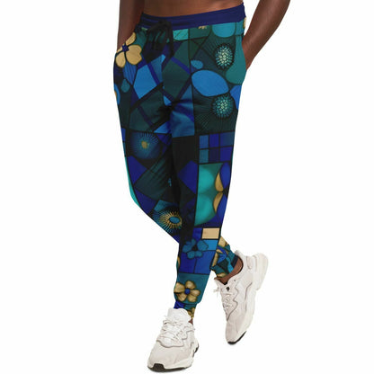 Blue Mystic Abstract Plaid Eco-Poly Unisex Joggers