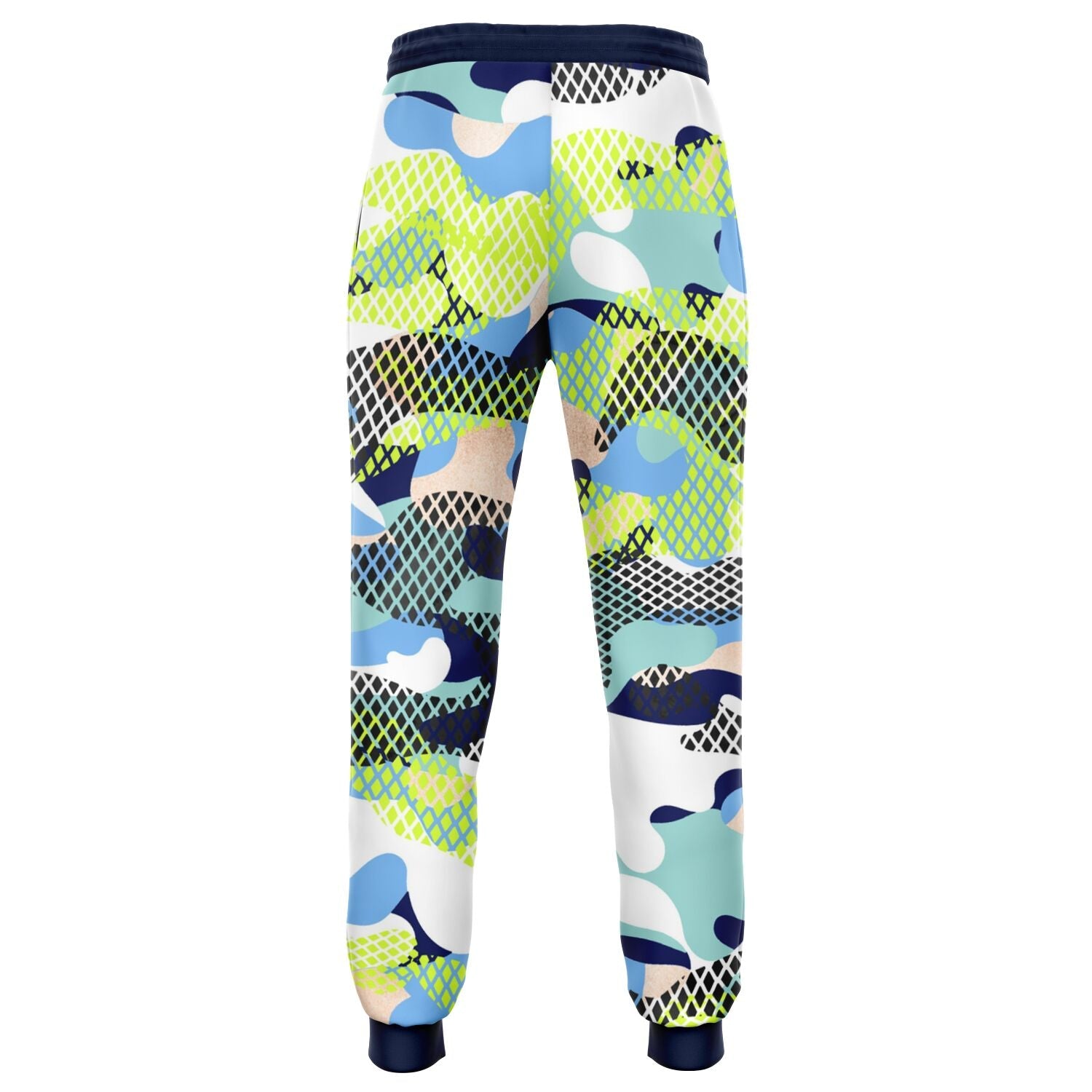 Blue and Lime Eco-Poly Camo Joggers