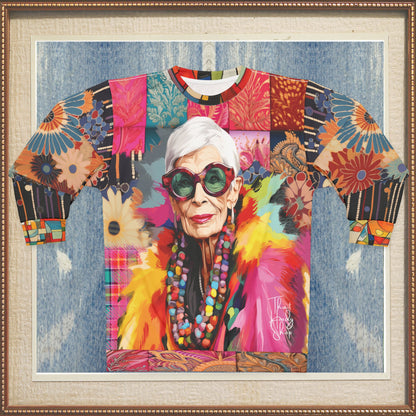 The Boa in Me - Iris Apfel Patchwork Print Unisex Sweatshirt (Gold Label)