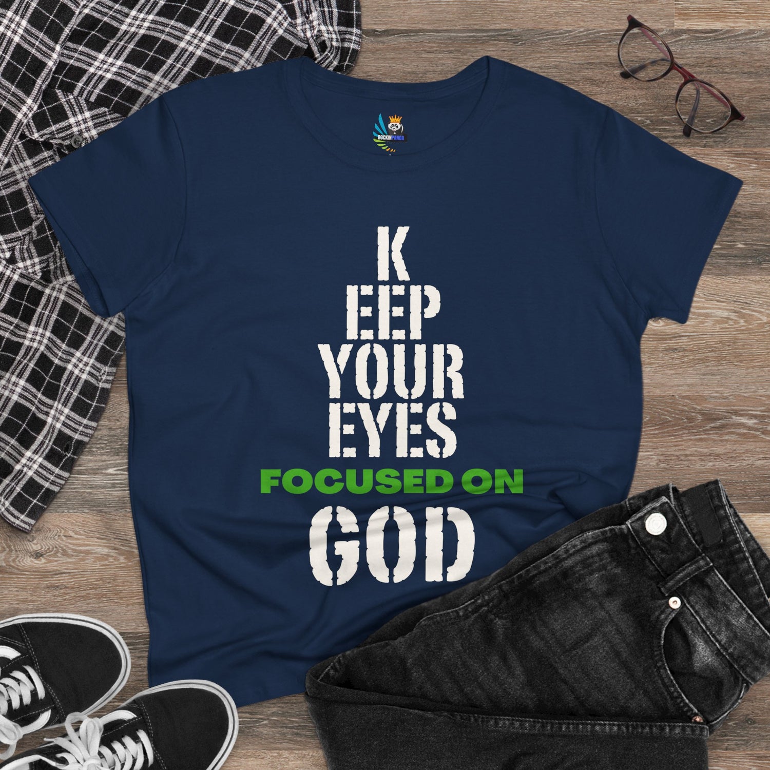 Keep Your Eyes Focused on God  Midweight Cotton Tee - Faith Based Tee