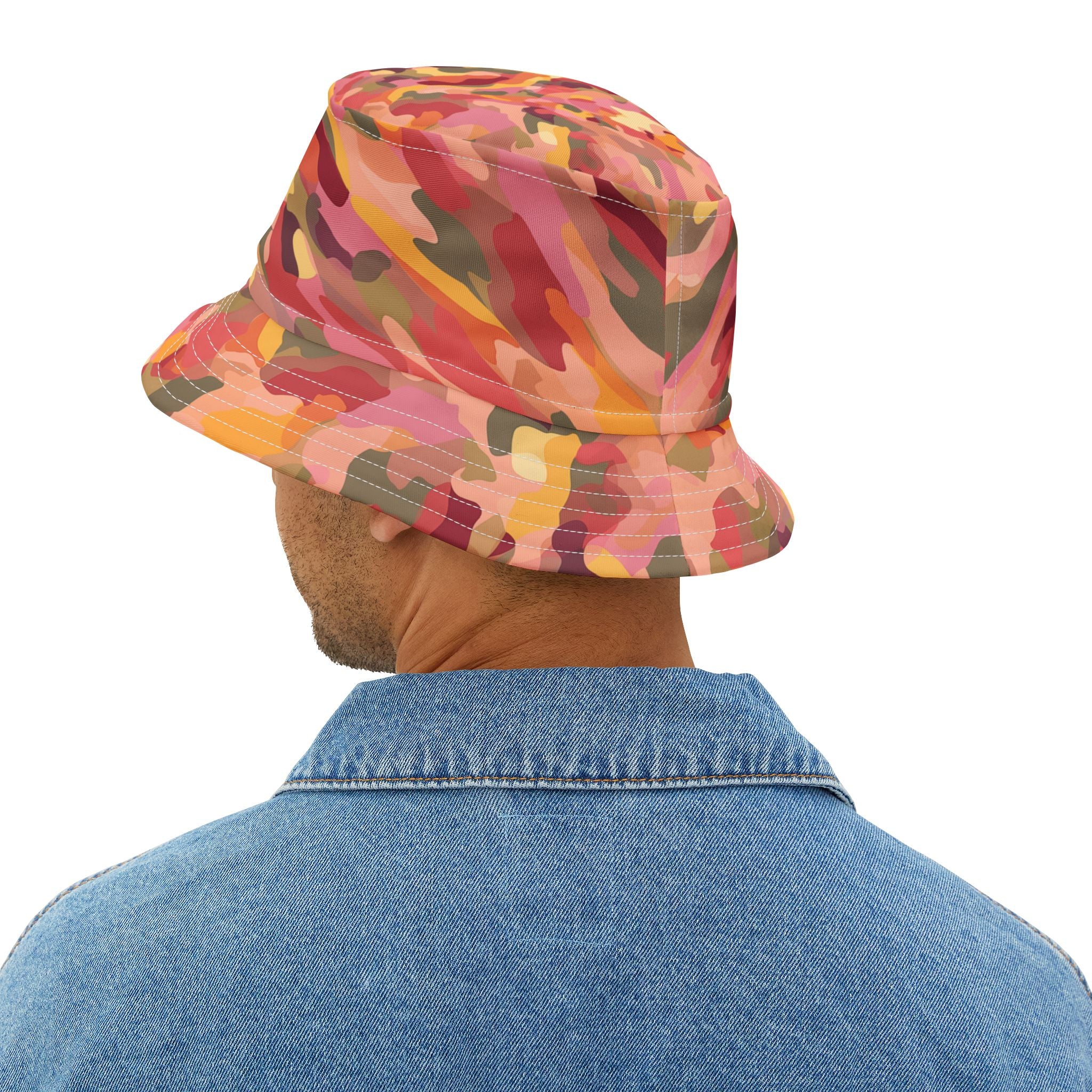 Orange Crush Groove Abstract Camo Vibrant Bucket Hat