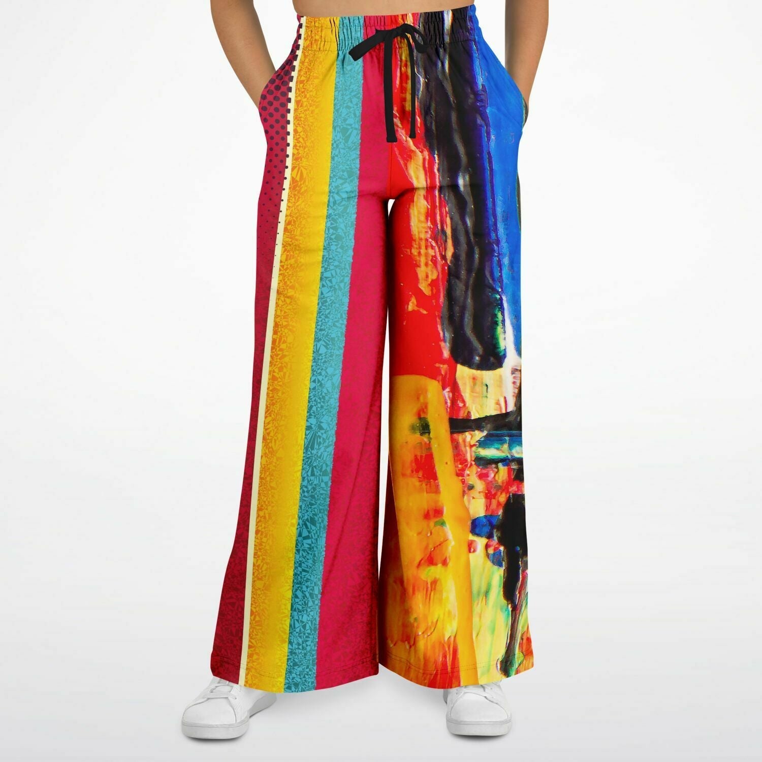 Esplanade Abstract and Colorblock Striped Eco-Poly Wide Leg Pants